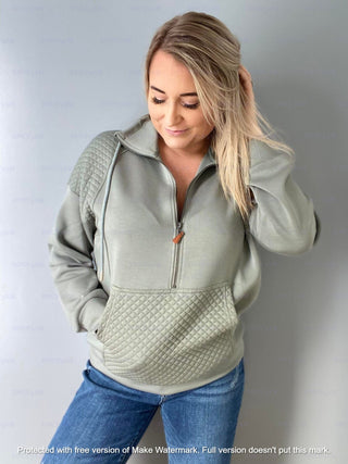 RTS:  FOREVER3AM BRANDED QUINN QUILTED HALF ZIP PULLOVERS-
