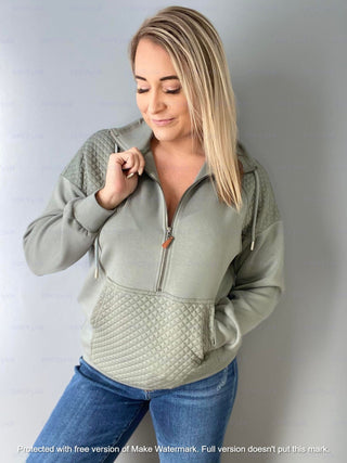 RTS:  FOREVER3AM BRANDED QUINN QUILTED HALF ZIP PULLOVERS-