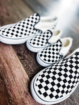 RTS: Black and White Checker Slip-ons
