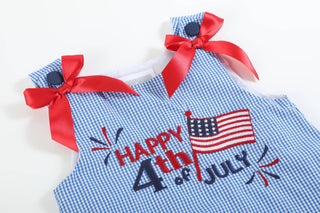 HAPPY 4TH GINGHAM RUFFLE DRESS