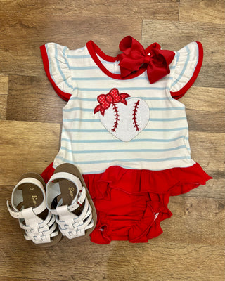 Baseball Girls Applique Bloomer Set