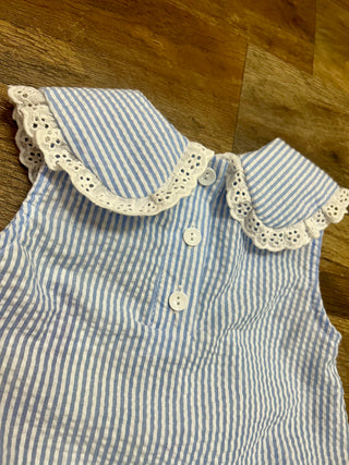 CLASSIC LIGHT BLUE COLLARED BABY BUBBLE ROMPER