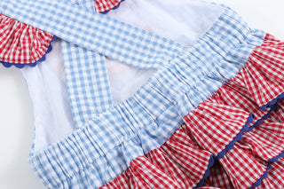 GINGHAM USA FLAG RUDFLE ROMPER