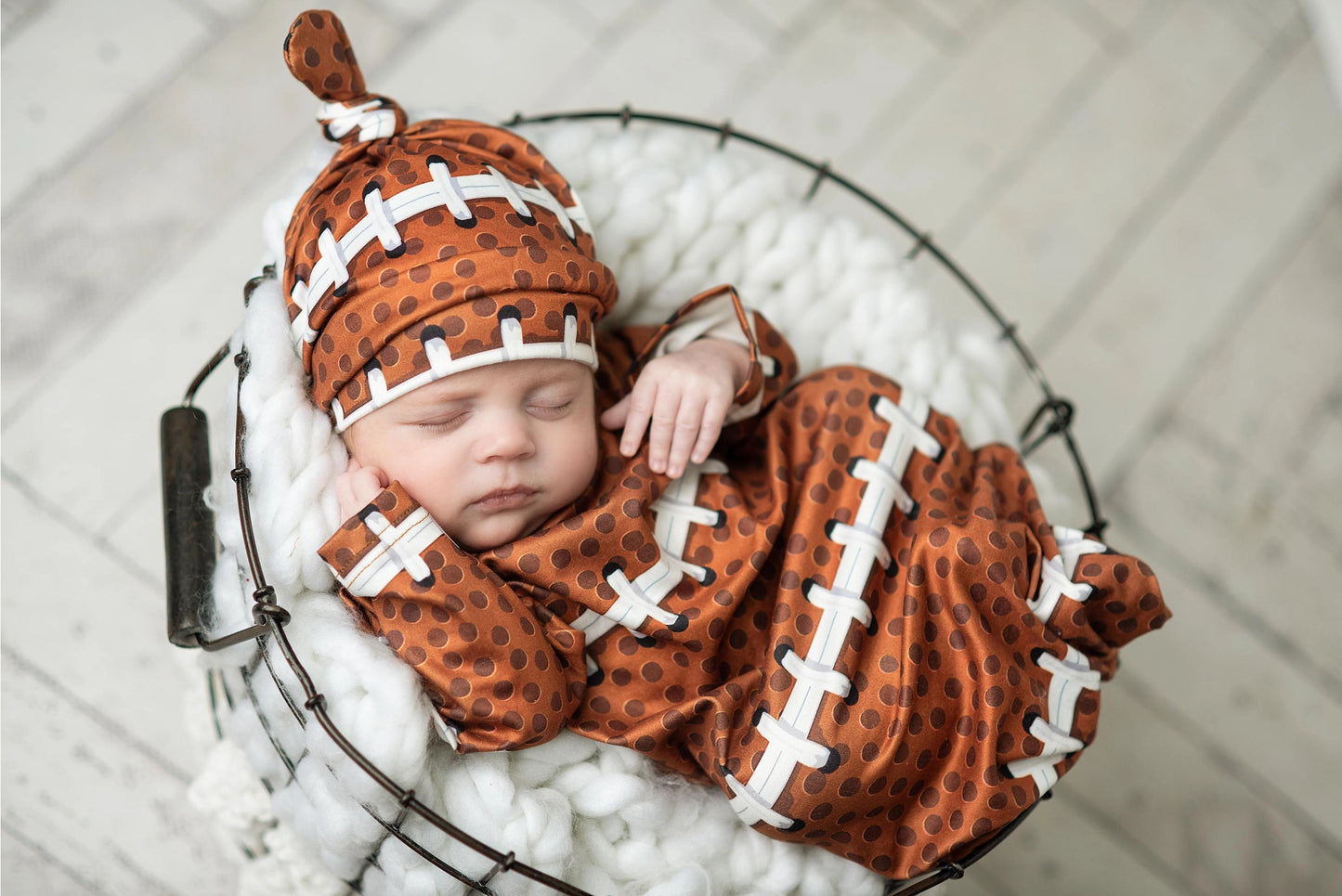 Infant Football Baby Gown and Hat Set