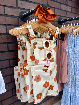 RUST FLOWER OVERALLS
