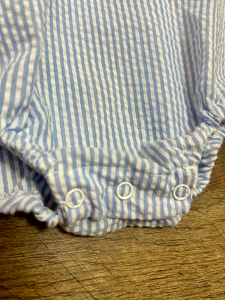 CLASSIC LIGHT BLUE COLLARED BABY BUBBLE ROMPER
