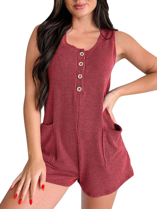 PREORDER: The Penny Ribbed & Button Tank Romper 4.28.25 OSYM