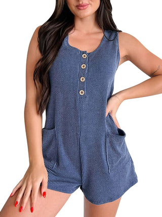 PREORDER: The Penny Ribbed & Button Tank Romper 4.28.25 OSYM