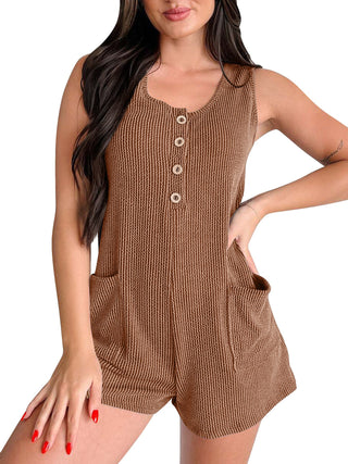 PREORDER: The Penny Ribbed & Button Tank Romper 4.28.25 OSYM