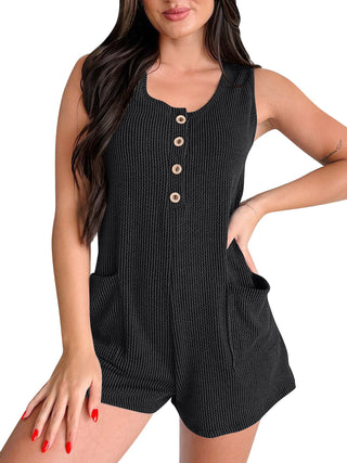 PREORDER: The Penny Ribbed & Button Tank Romper 4.28.25 OSYM