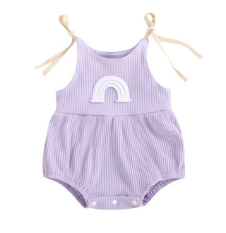 Purple Embroidered Rainbow Romper RTS