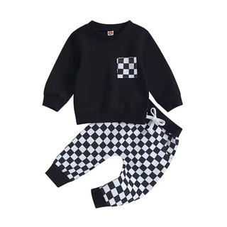 Black Chex Pocket Lounge Set RTS