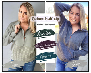 RTS:  FOREVER3AM BRANDED QUINN QUILTED HALF ZIP PULLOVERS-