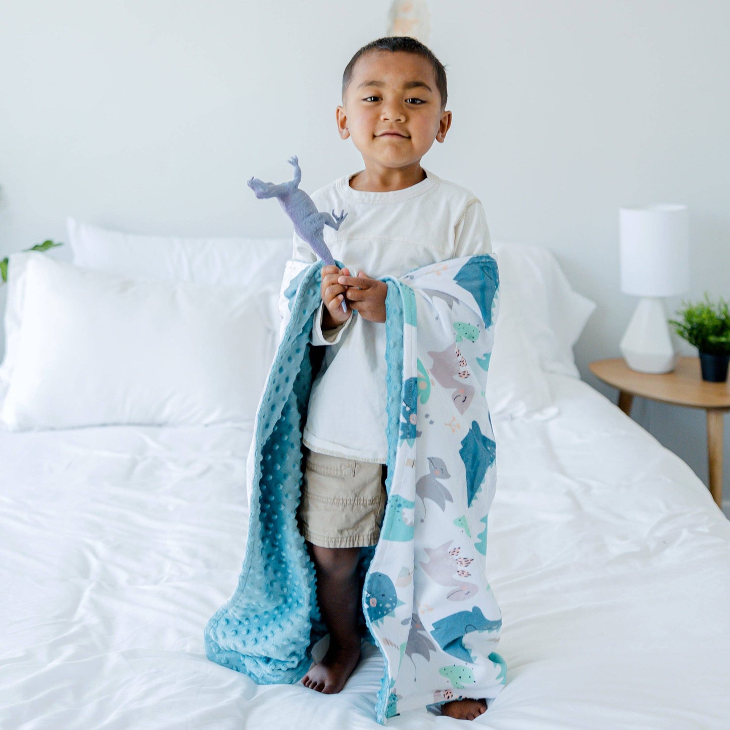 Baby & Toddler Minky Blanket - Blue Dino