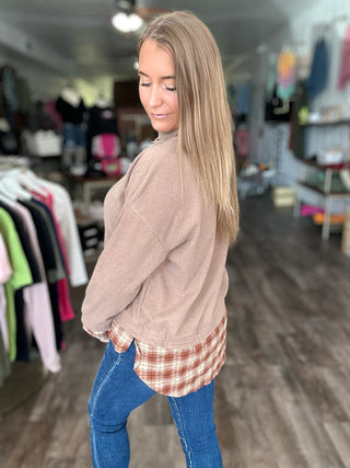 RTS: The Kelli Layered Knit and Flannel Top-