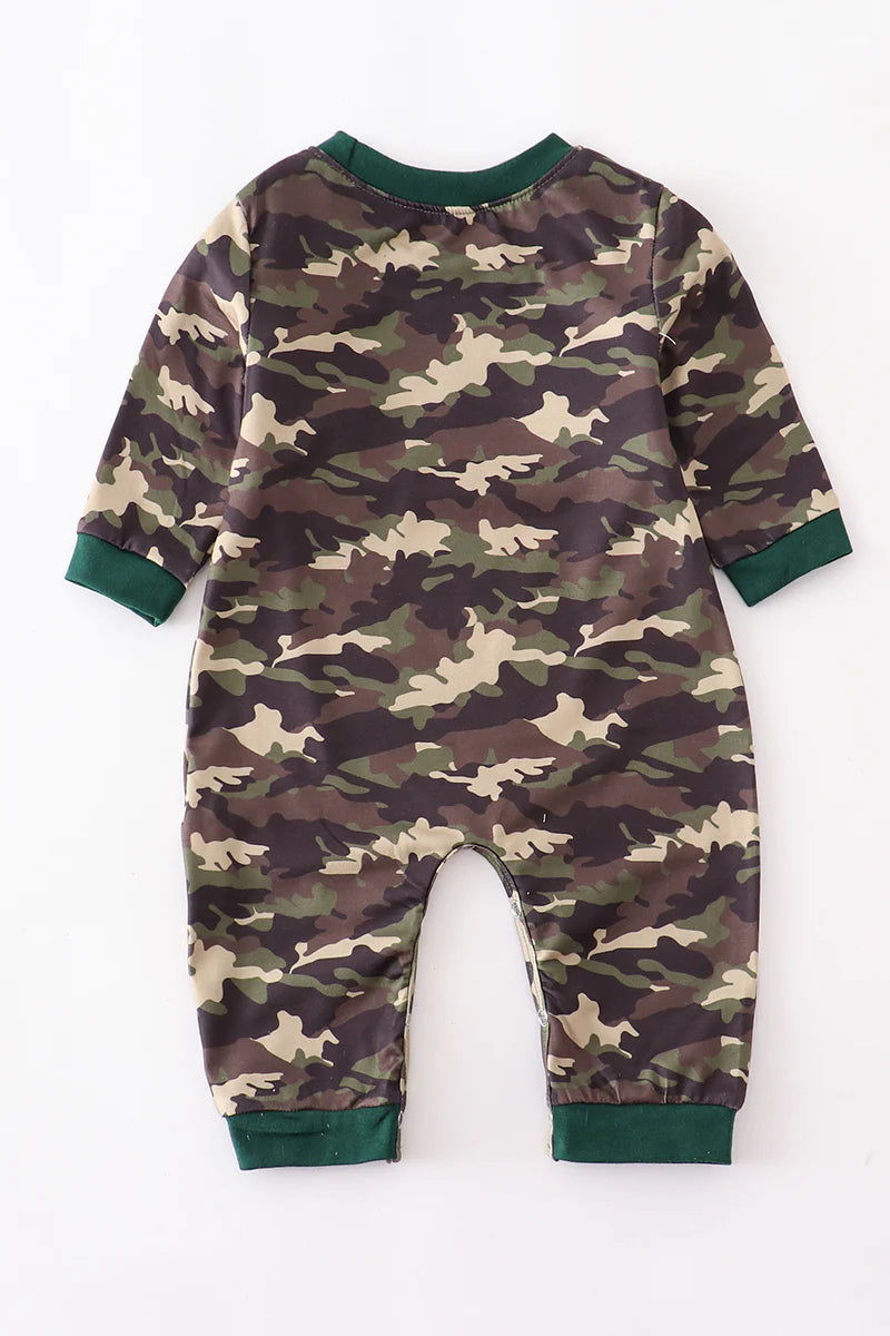 Camouflage duck embroidery romper