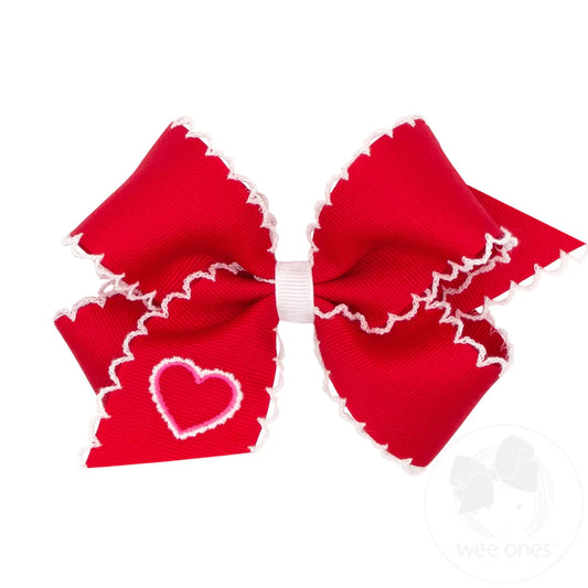 Embroidered Heart Bow