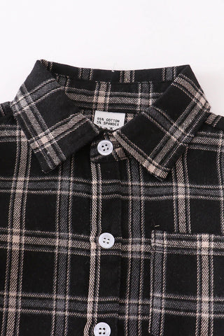 Black Plaid Button Down Shirt