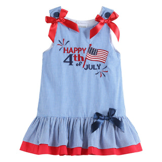 HAPPY 4TH GINGHAM RUFFLE DRESS