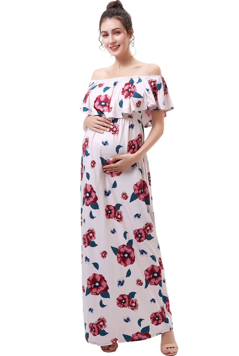 Lydia Maternity/Nursing Floral Print Maxi Dress