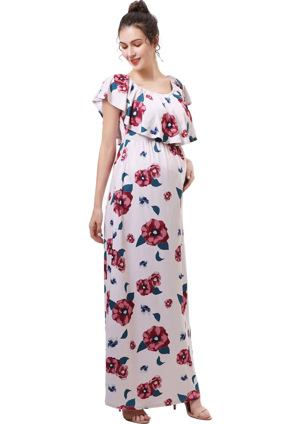 Lydia Maternity/Nursing Floral Print Maxi Dress