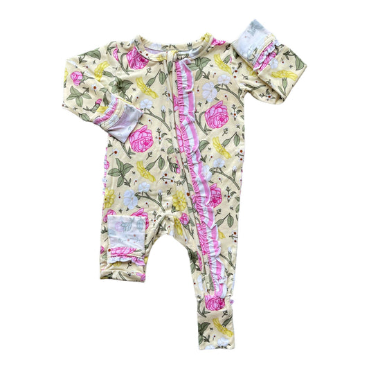 Emma Bamboo Ruffle Convertible Zipper Footie