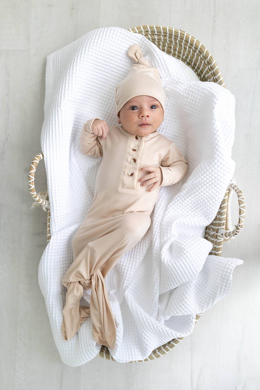Knotted Baby Gown Set (Newborn - 3 mo.) - Sand