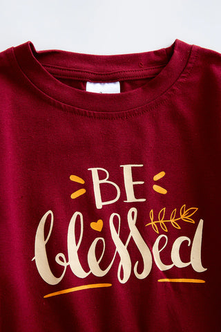 Maroon "be blessed "bell Denim set