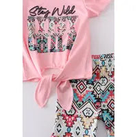 Stay Wild Off the Shoulder Bell Pant Set