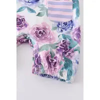 Purple Floral Baby Romper Set