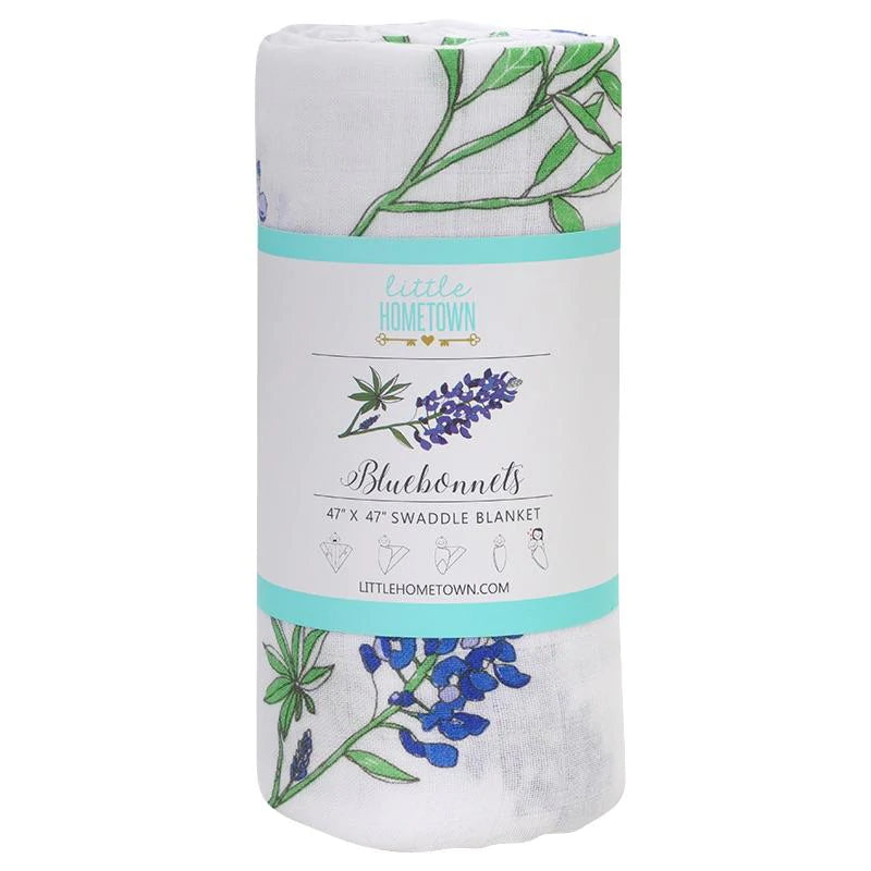 Bluebonnets Baby Swaddle and Receiving Blanket