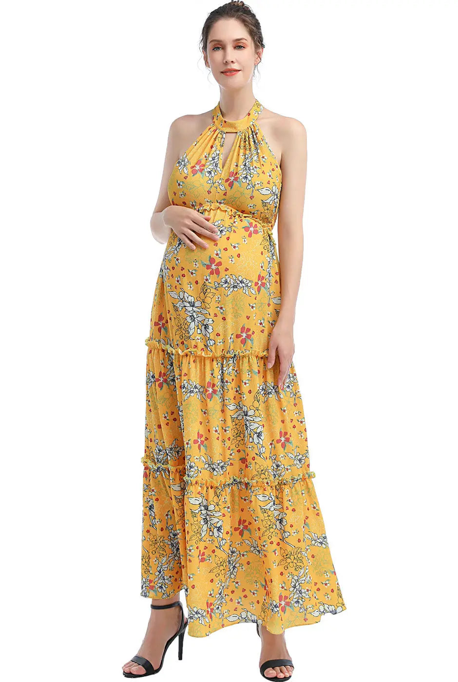 Soleil Maternity Floral Print Maxi Dress
