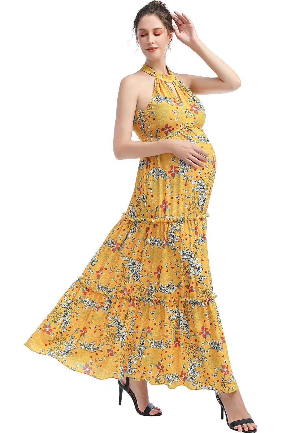 Soleil Maternity Floral Print Maxi Dress